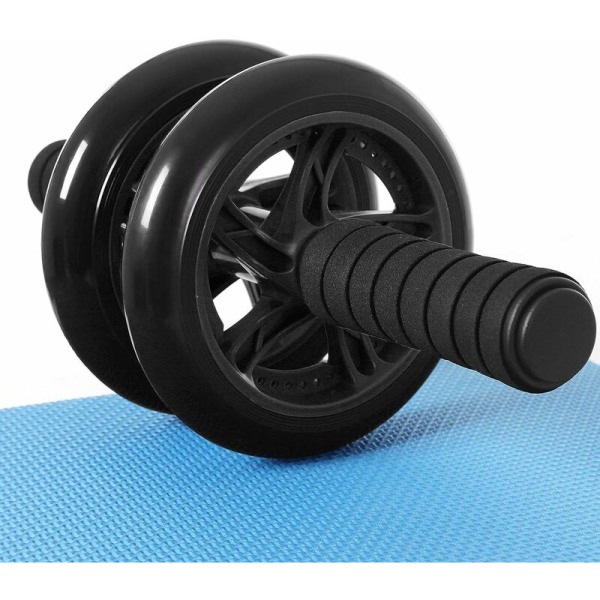 Mavehjul, AB-hjul, skridsikkert, bodybuilding, fitnesstræning, sort