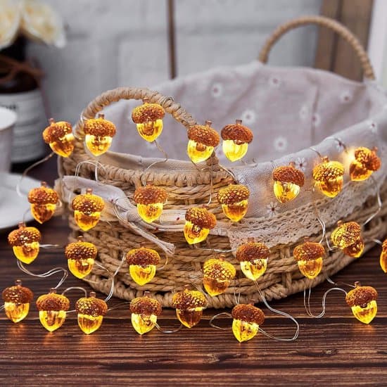 Thanksgiving-dekorasjon 3D eikenøttdekorasjoner høstdekorasjon lyslenke - eikenøtt høst innhøsting dekorativ lyslenke 3 meter 30 LED USB hvit XXS