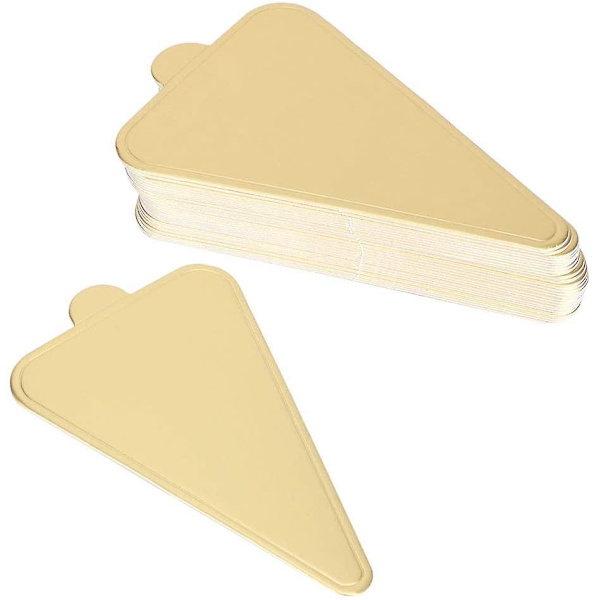 300 st Mini Golden Mousse Cake Board Pappersplatta Dessertbricka Triangulära Cupcakes