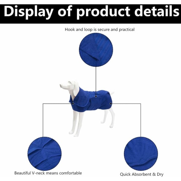 Snabbtorkande hundväska med kardborrestretch Superabsorberande mikrofiberbadhandduk för husdjur, flera färger Morgonrock-Blå-XS