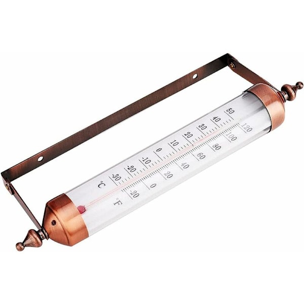 Väggtermometer, 10 dekorativa inomhus- och utomhustermometrar - Stora utomhustermometrar för trädgård, uteplats, växthus, inga batterier krävs (brons)