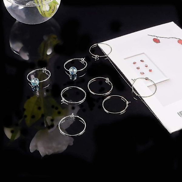 100 st gyllene/silver 25mm vinglas charm ringar tråd hoops örhänge pärlor båge för DIY-2