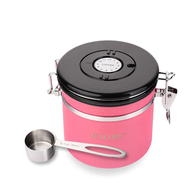 Schramm® kaffeburk 1200 ml i 10 färger med doseringssked Höjd: 12cm Kaffeburkar Kaffebehållare i rostfritt stål, färg:rosa