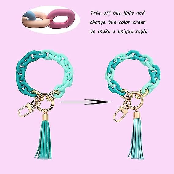 Chunky Chain Link Wristlet Keychain Acrylic Bangle Key Ring Chain Cute Boho Modern Car