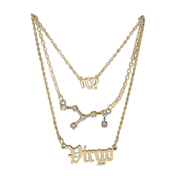 Tre halsband som innehåller stjärnornas symboler, gamla engelska bokstäver, tolv S-26 (virgo)