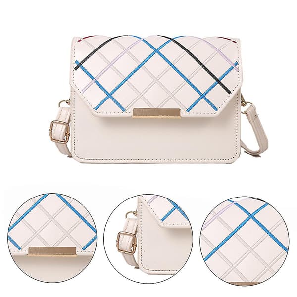 Crossbody-väskor för kvinnor Läderhandväska Handväska med justerbar rem Axelväskor Vit