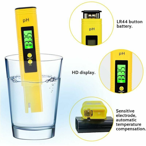 Digital pH-mätare, LCD digital vattenkvalitetstestare, pH vattenkvalitetstestare