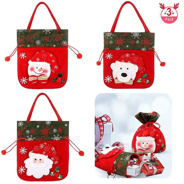 3-pack julstrumpor med dragsko - Jultomte