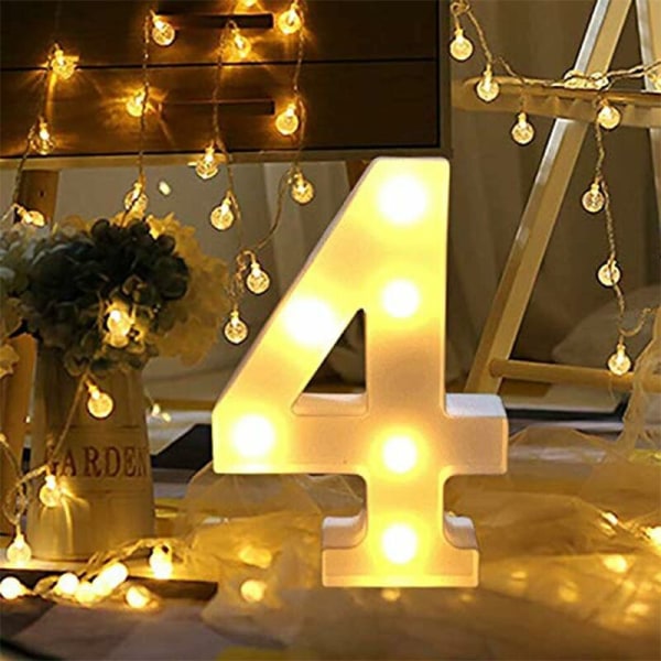 Nummerlys, skilte lyser op Talbogstaver Lampe til bryllupsfødselsdagsfest Julelampe Natlys Hjemmebardekoration（4）