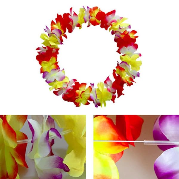 Krans, kunstige blomster, polyester, lett, hawaiiansk fest, voksen/barn.