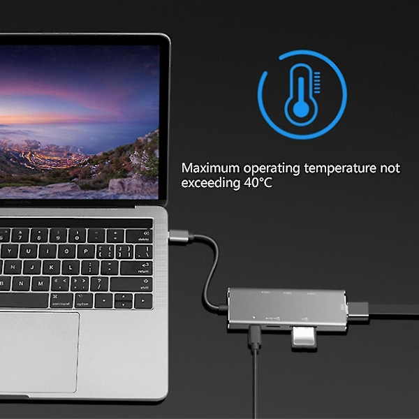 USB Hub 3.0 7-i-1 100W PD Dock Splitter med Kortläsare för Windows, för Mac