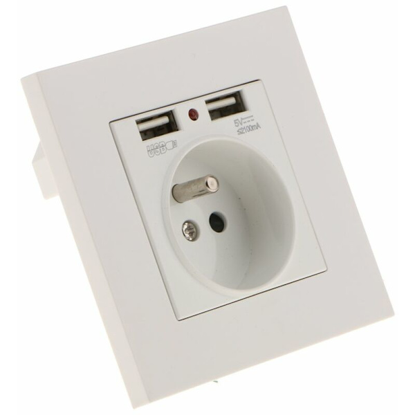 Vägguttag, Väggmonterat Eluttag med Dubbla USB 5V/2100mA, Infälld Uttag med 2 USB-portar Praktiskt och Smidigt