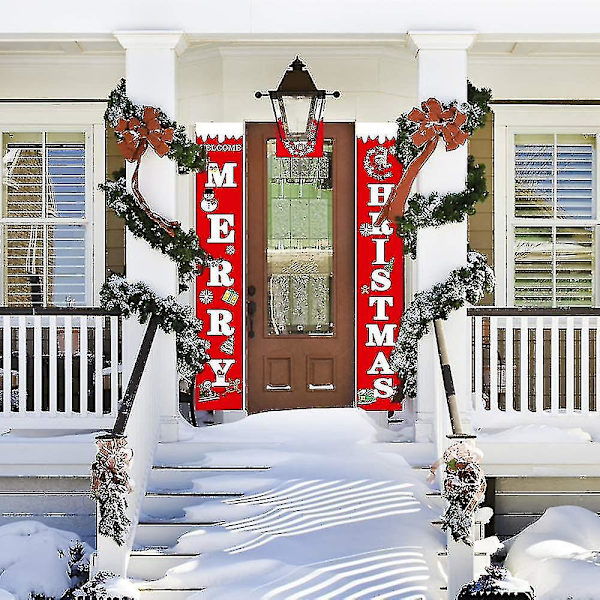 God Jul-banderoller, 3 delar julhängande skylt och veranda-banderoller, hängande juldekorationer för semesterhem inomhus utomhus veranda vägg