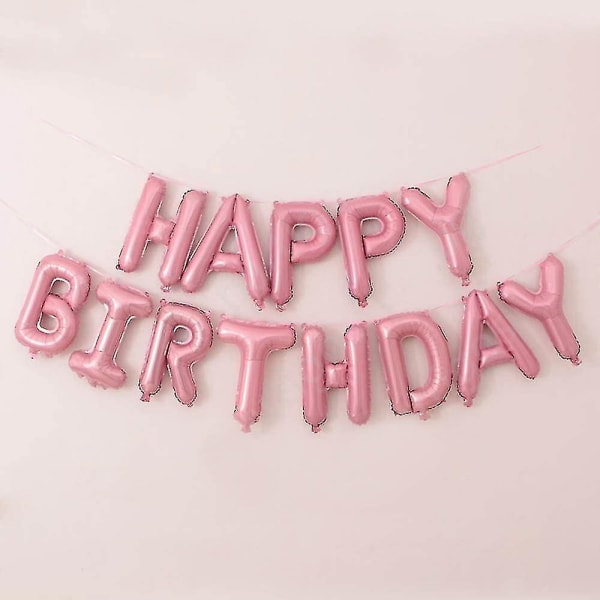 16 tums grattis på födelsedagen folieballonger Födelsedagsbanner för födelsedagsfestdekoration (rosa)