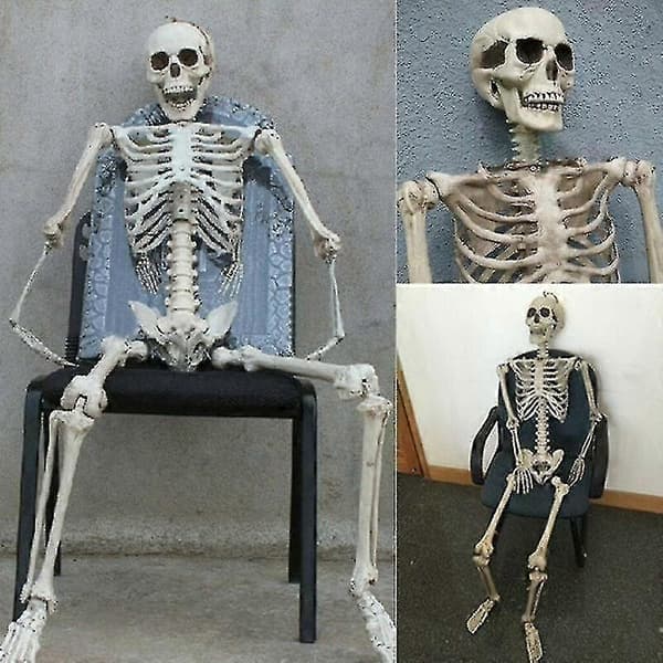 90cm Full Size Poseable Human Prop Skeleton Party Haunted House Decorations Halloween（90CM）