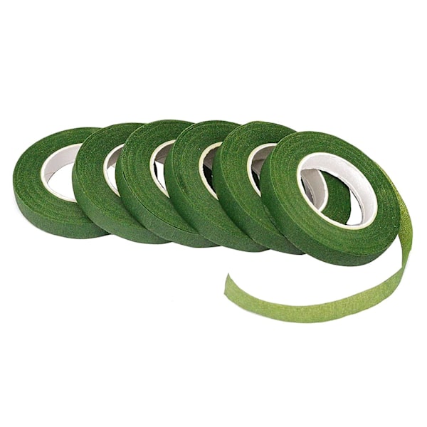 6 Rullar Mörkgrön Blomtejp (12mm Bred, 27,4 Meter/Rulle)