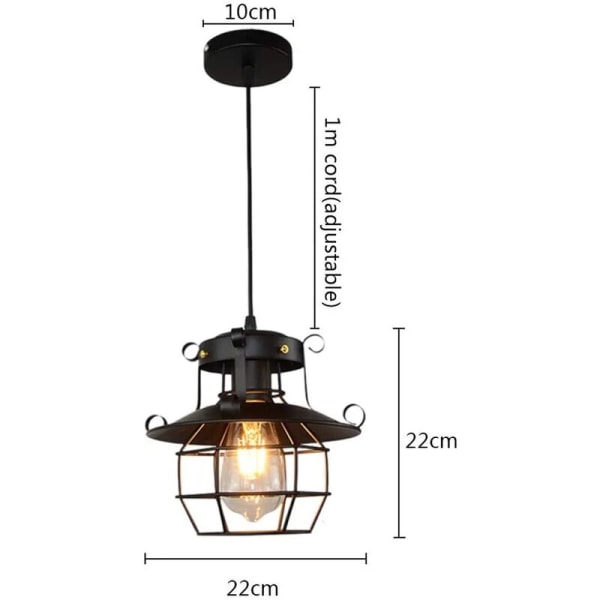 Taklampa vintage taklampa i industriell design, retro taklampa i järn, retro taklampa svart E27