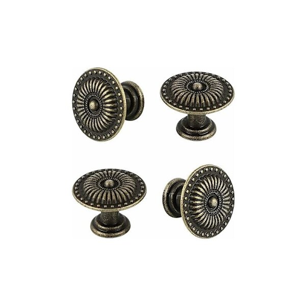 4 stk. Vintage Kommode Håndtag Knapper (Bronze)