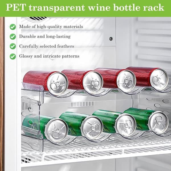 Stapelbar flaskhållare i plast för 8 flaskor, vin/vatten-organisator för kylskåp/kök.