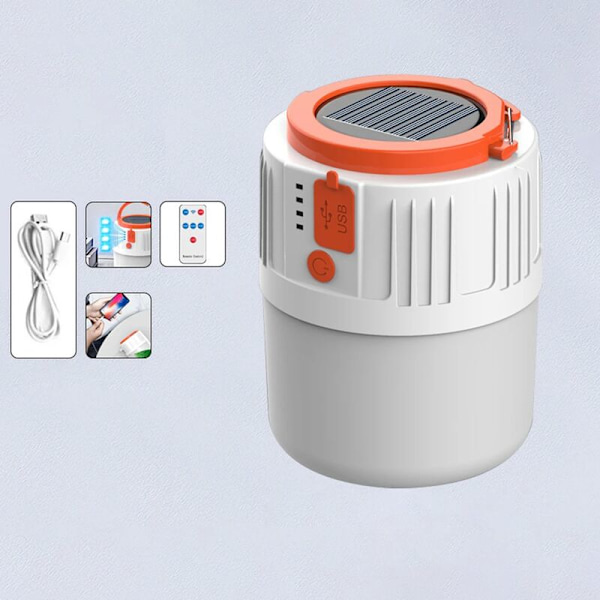 LED Solar V65 Solcellsladdad Campinglampa USB Uppladdningsbar Lykta Boll Utomhus Tältlampa Bärbar Nödbelysning Vandringslampa 1 Styck