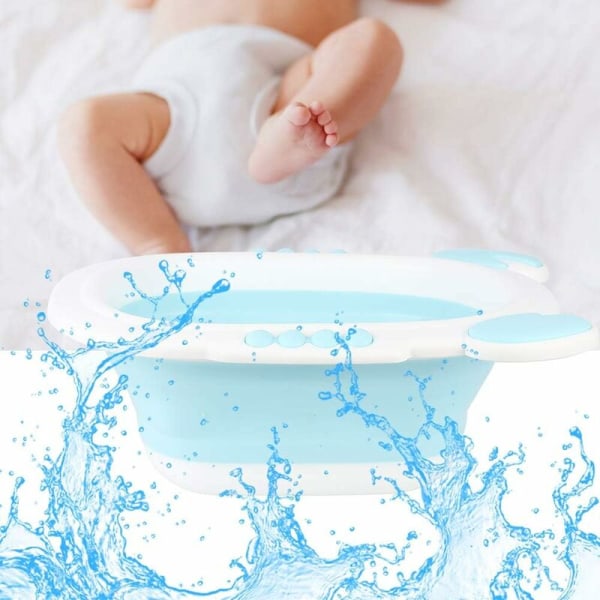 Tecknad baby hopfällbart baby barntvättställ (tvättställ ljusblå, hopfällbar krabba)