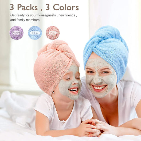 3-pack mikrofiberhandduk insvept superabsorberande bandana snabb torkande hårlock