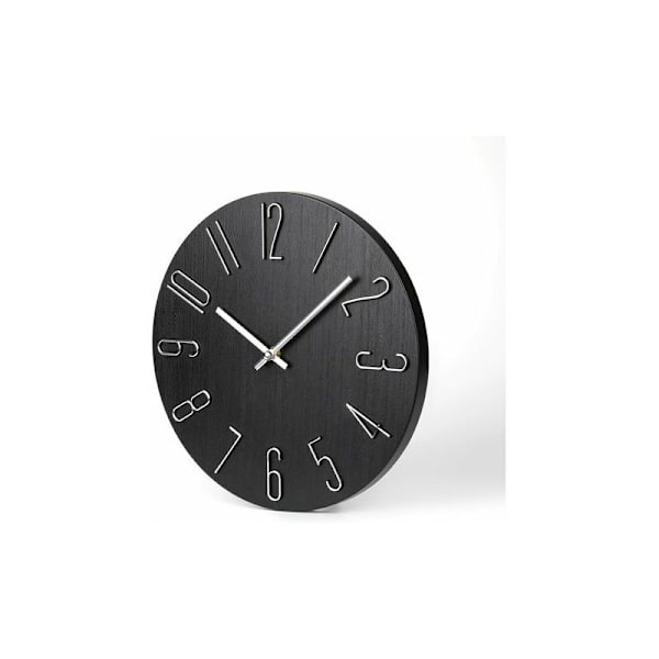 Svart väggklocka 30 cm tyst icke tickande dekorativ modern stil trä väggklocka för kontor hem sovrum skola