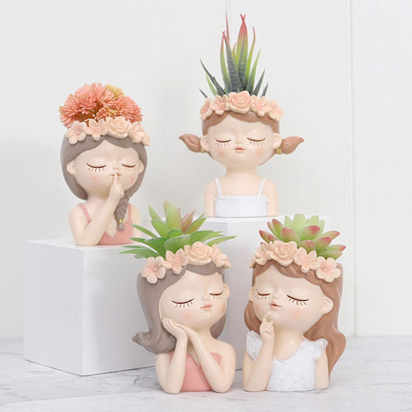 Succulentkrukor Flickans Ansikte Blomkruka För Hemträdgård Dekoration Utan Växt (Tyst)