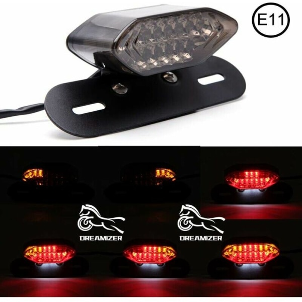 Motorcykel LED-bakljus, 12V motorcykelbromsljus blinkersindikatorljus registreringsskyltlampa (rök)