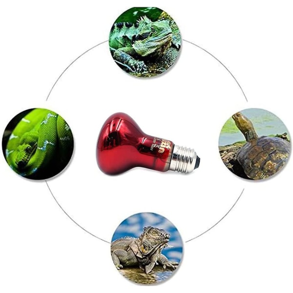 2 st Reptilvärmelampor, hållbar infraröd värmelampa Husdjursröd värmelampa för reptil- och amfibieödlasköldpadda 220-230v