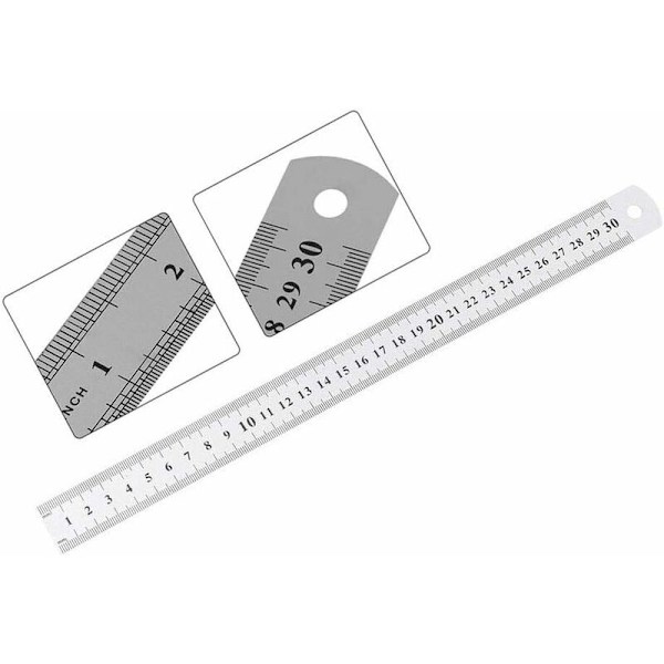 Rostfritt stål rak metall precision linjal Triomphe Kit linjal 15cm (6&39&39), 20cm (8&39&39), 30cm (12&39&39) Silver rostfritt stål linjal 3 st