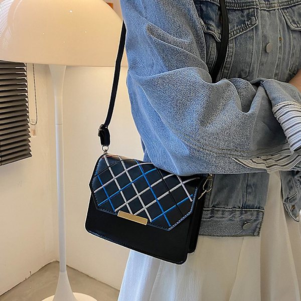 Crossbody-väskor för kvinnor Läderhandväska med justerbar rem Axelväskor svart