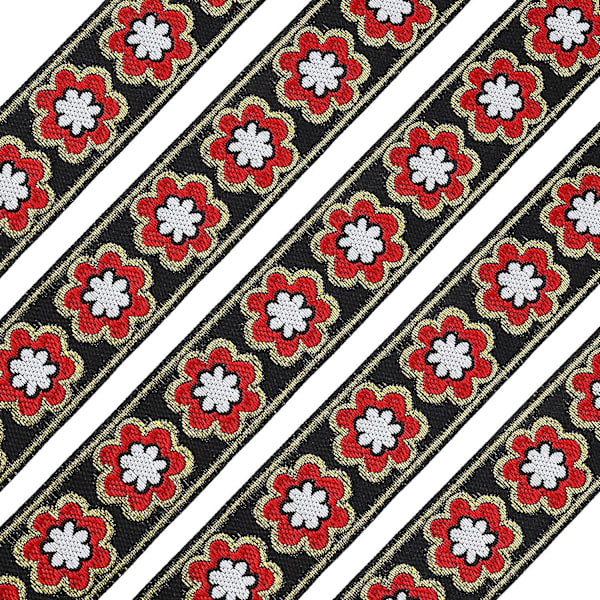 7,66 storlek 33,5 mm vintage jacquard band svart jacquard trim broderad flätad trim