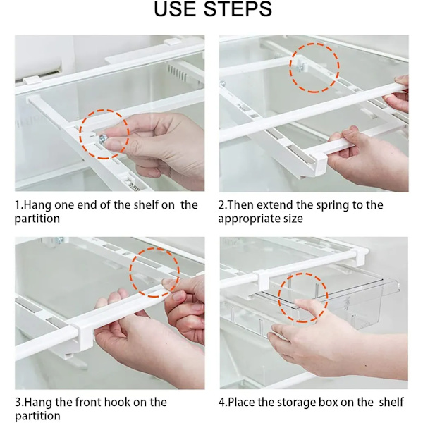 4-fack Organizer Låda Äggbricka Matbehållare Förvaringslåda Låda Utdragbar bricka Låda Space Saver Kök Organizer
