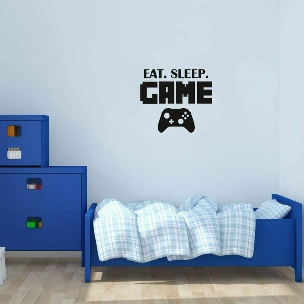 Väggdekaler ??Eat Sleep Game“, Pojkrum, Tapet, Dekoration, Väggdekaler, Vinyldekaler (5057 cm)