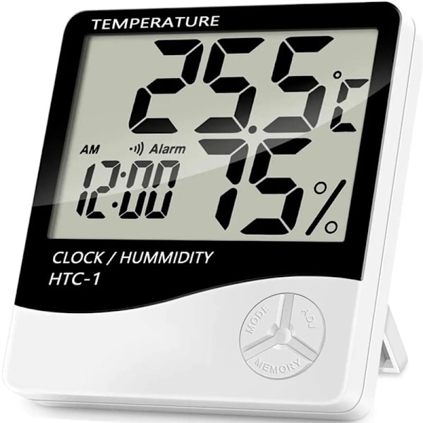 Digital termometer hygrometer larm inomhus klocka temperatur hygrometer avläsning temperatur avläsningar Celsius Fahrenheit Retoo