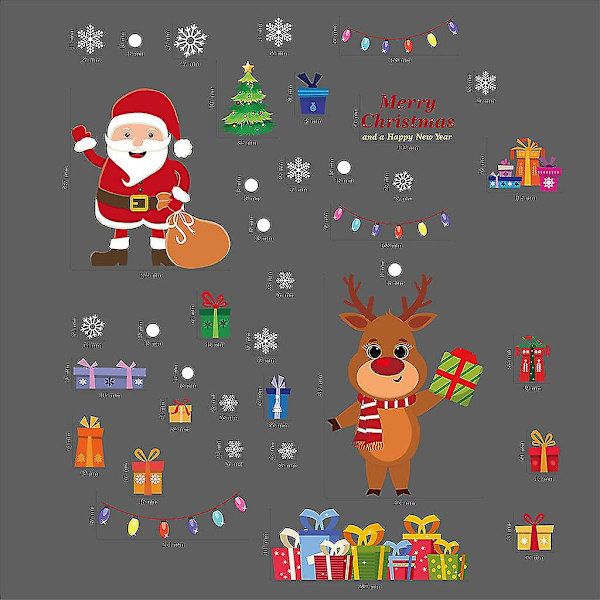 Julklappsstickers för fönster, elektrostatiska, självhäftande
