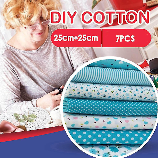 7-pack Bomullstyg för Hantverk, Patchwork-Kvadrater, Quiltning, Syprojekt, DIY
