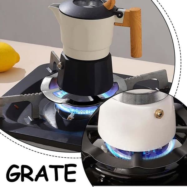 2 Moka-kandeholdere i rustfrit stål, gasring-reduktionsringe til runde metalkomfurer/kaffemaskiner.