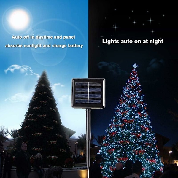 200 LED solcellslingor, julgransdekorationer, utomhusbelysning, julgransbelysning, färgglada lampor