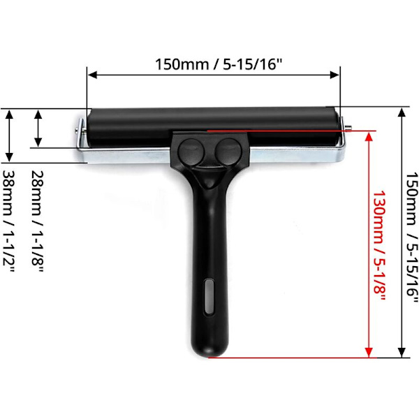 Bläckvals, Brayer gummivals för tryck, tapeter, linoleumsbläck, 15 cm