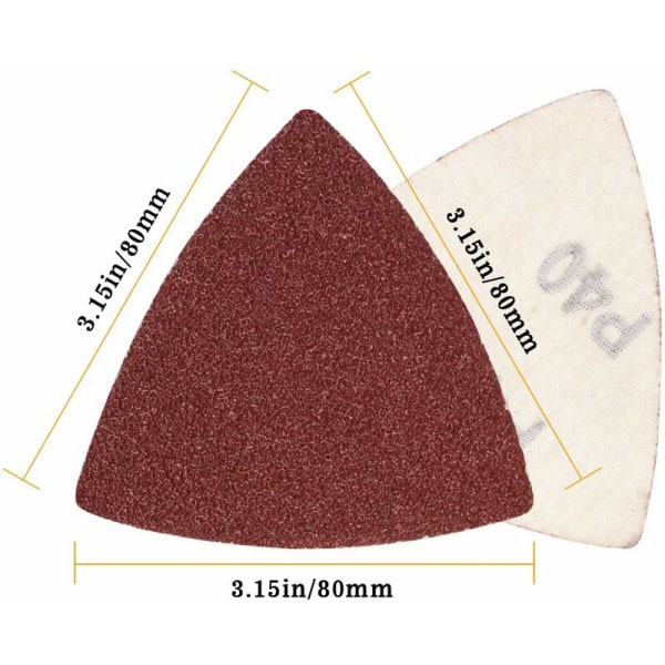 30 ark 800 korn triangulär kardborre-sandpapper 80 mm för multifunktionsverktyg Detaljslip