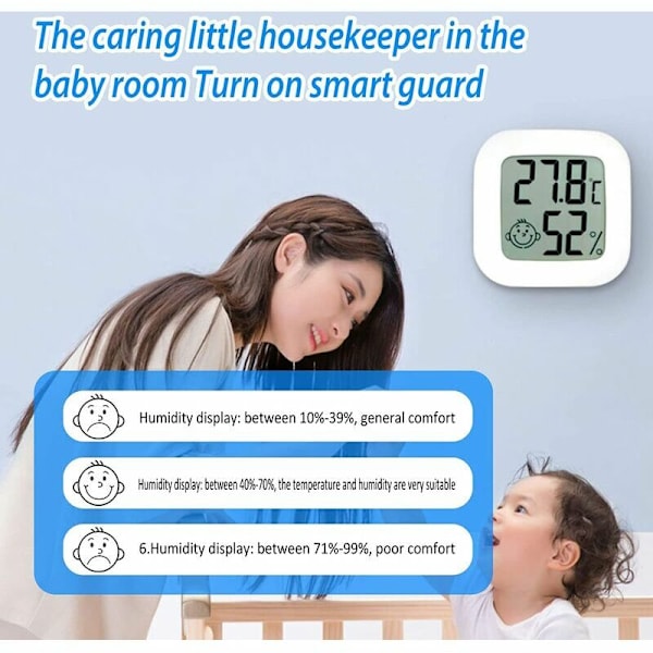 4-pack termometer hygrometer inomhus, högprecisions luftfuktighetsmätare termometer inomhus, -10℃70℃ för barnrum vardagsrum kontor växthus