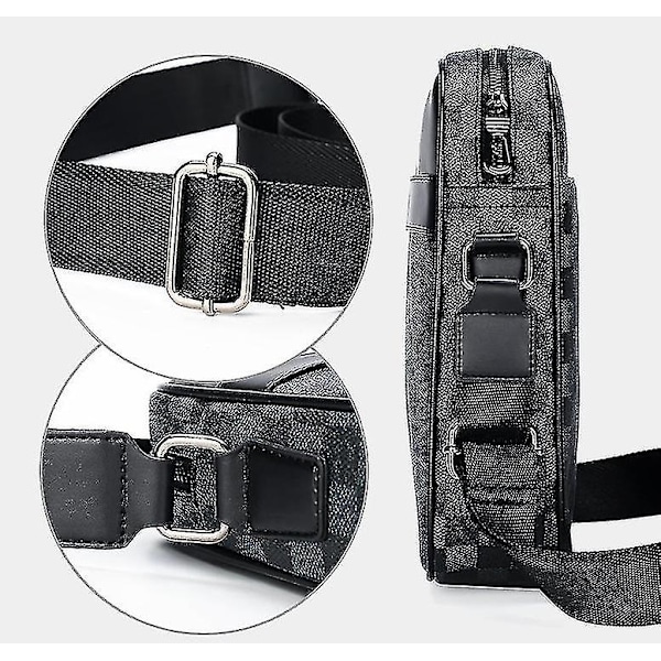 Herr Casual Rutig Axelväska, Läder Sport Messenger BagGRÅ