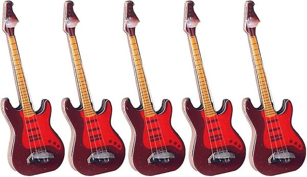5 stycken handgjorda 1:12 instrument elektrisk gitarr för dockhusmöbler Mini Mini