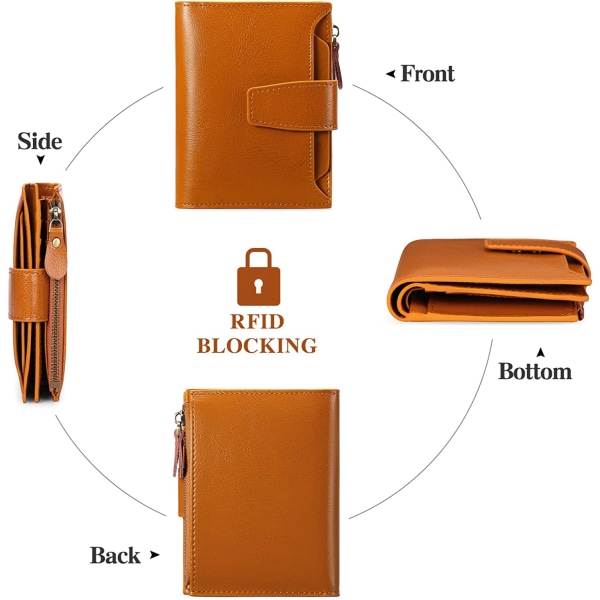 Plånbok, äkta läder, slimmad, damdagspresent (brun) brunt