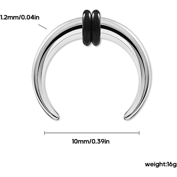 2 st Nose Ring Kirurgiskt Stål Silver Rund Honey Pump Cushion Konisk Örhängen (1.2x8mm)