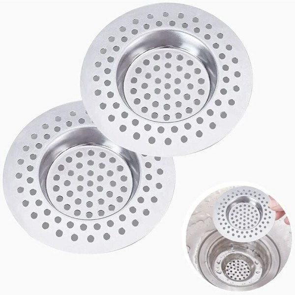 2 st Diskbänksfilter, diskbänksavloppsfilter, diskbänksgaller, diskbänksfilter i rostfritt stål, för diskbänk mot kök/badrum.