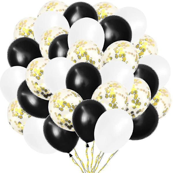 Partyballonger - Latexballonger & Konfettiballonger - Ballongdekorationer Set（Svart-guld）