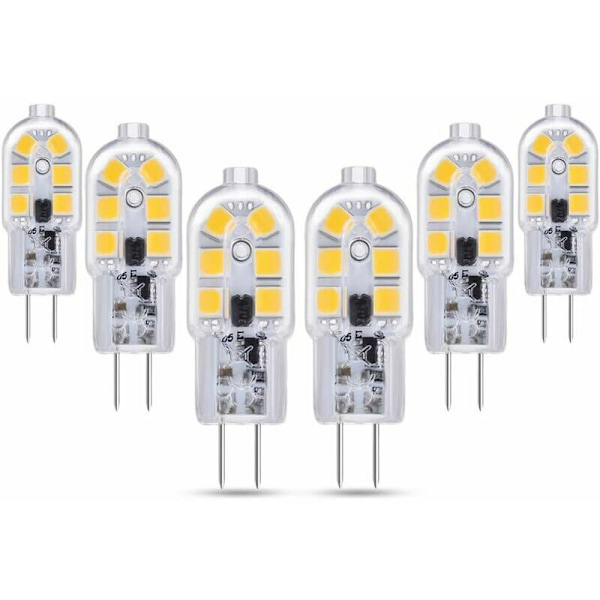 G4 LED 12V 2W Varmvitt 3000K, 200lm, 6-pack Halogenlampor motsvarande G4 10W 20W, ej dimbar, Bi-Pin G4 12V LED AC DC